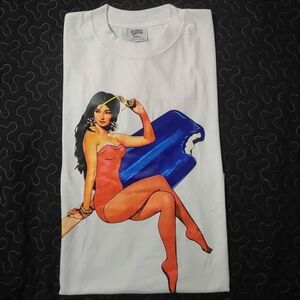 BBC - billioners boys club White Graphic Tee with Orange Pin-Up Girl Print